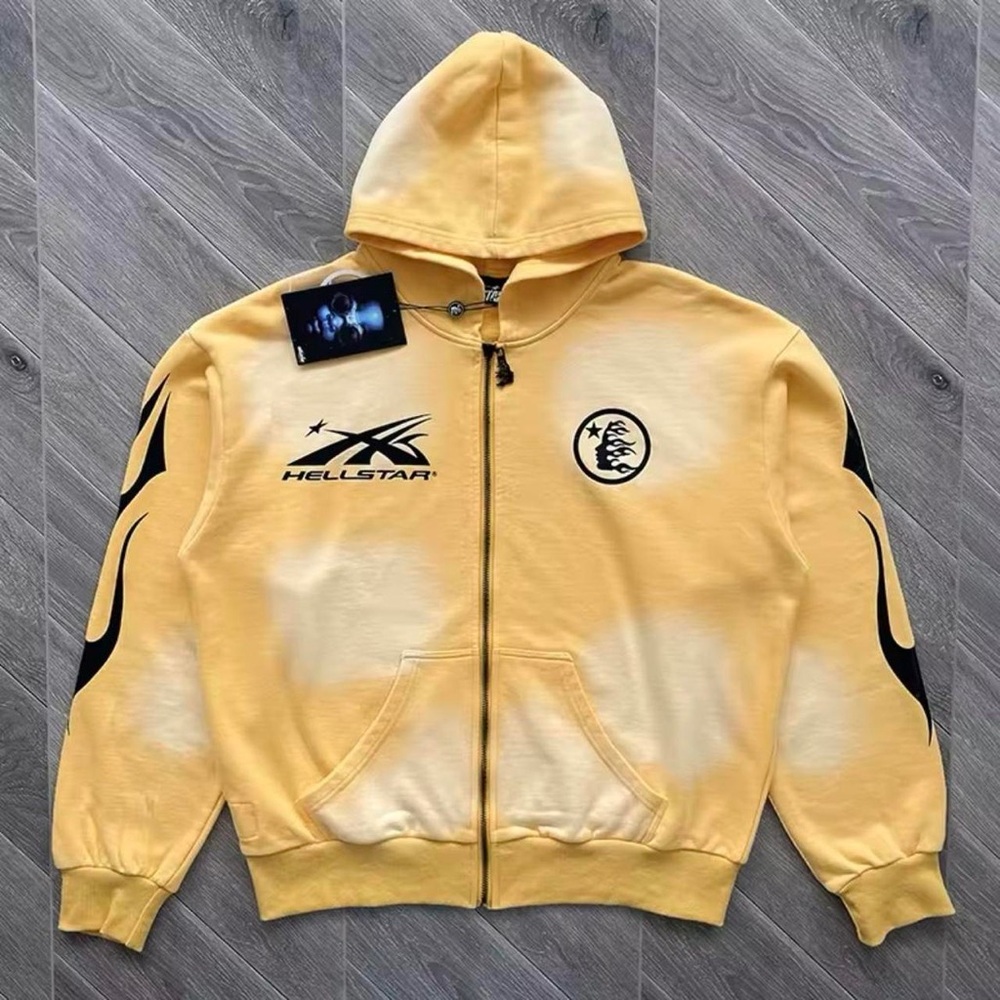 Yellow Hellstar Hoodie with Black Accents